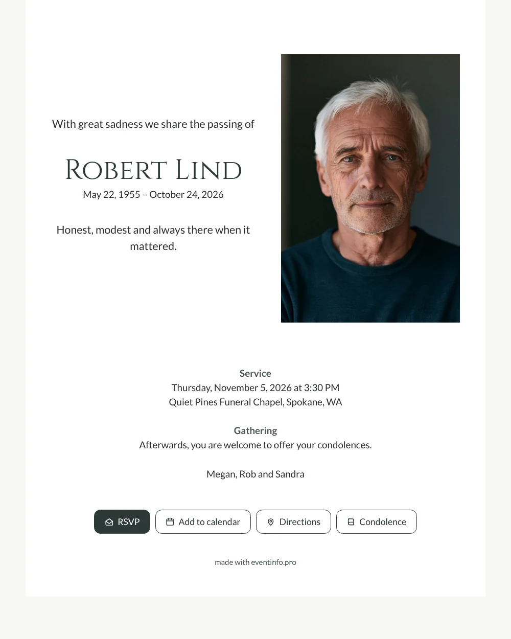 Send a quiet white card with portrait &ndash; example 1