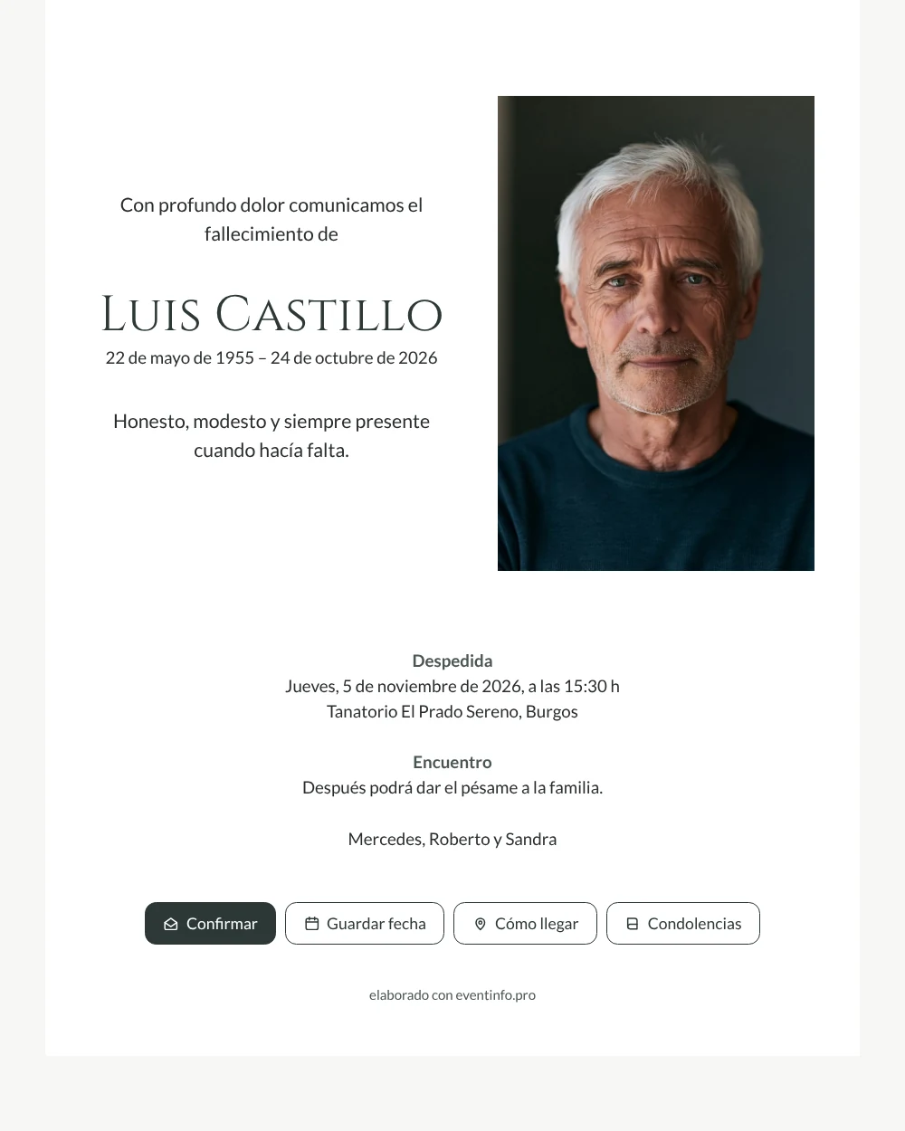 Enviar una esquela discreta con retrato &ndash; ejemplo 1