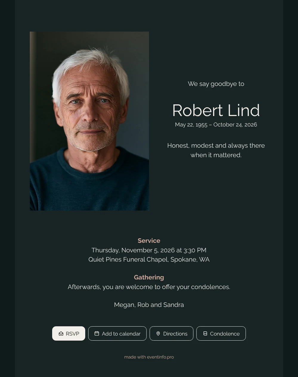 Send an anthracite card with portrait &ndash; example 1
