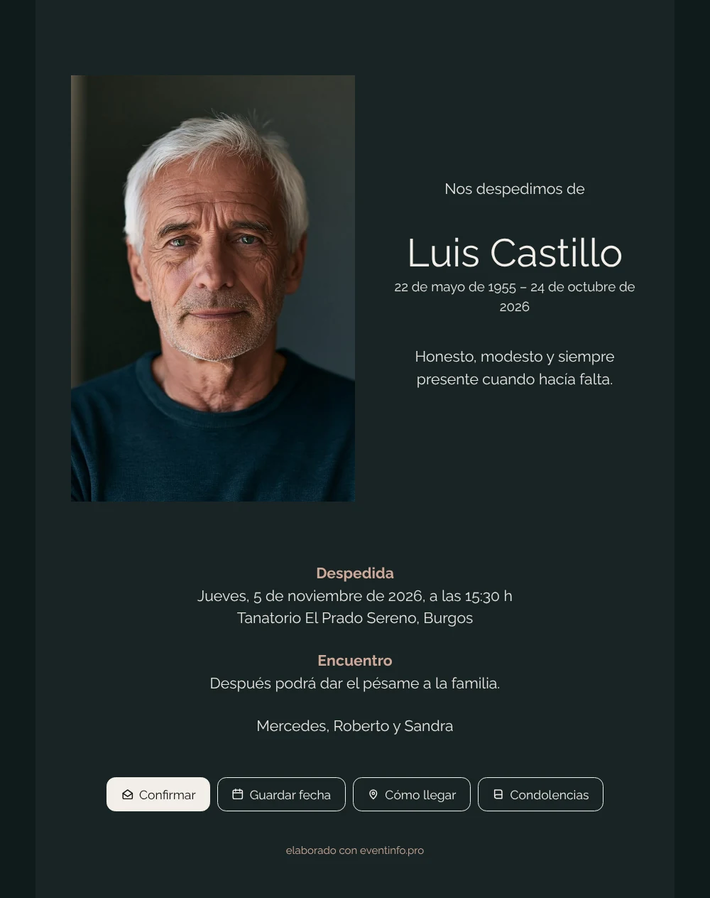 Enviar una esquela antracita con retrato &ndash; ejemplo 1