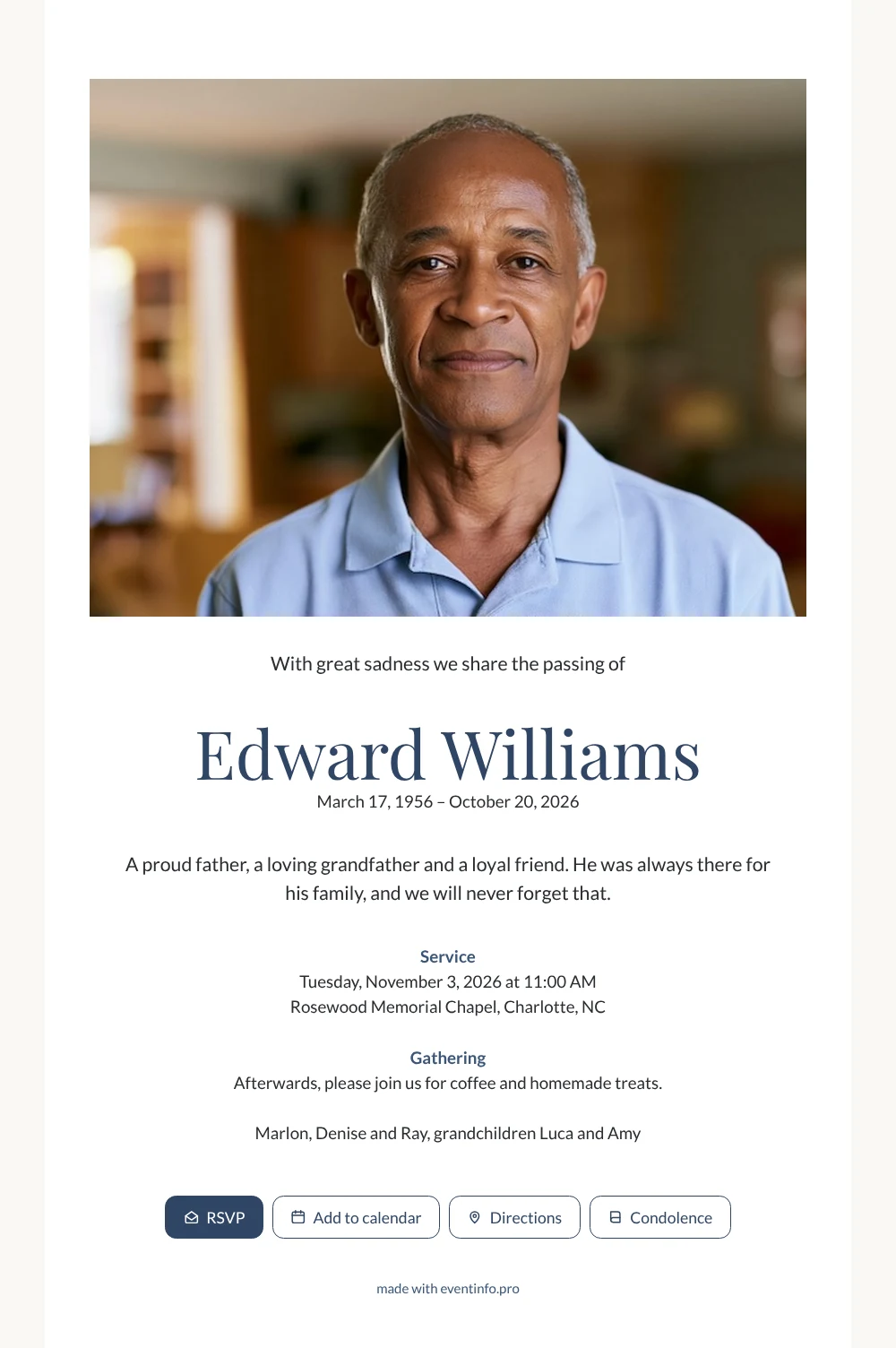 Create a classic white photo funeral card &ndash; example 1