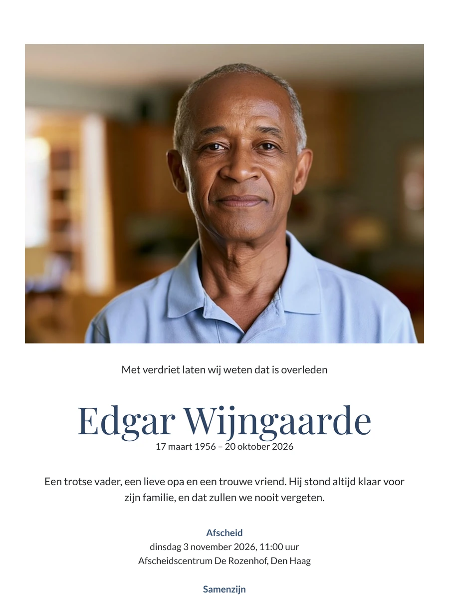 Klassieke witte rouwkaart met foto maken