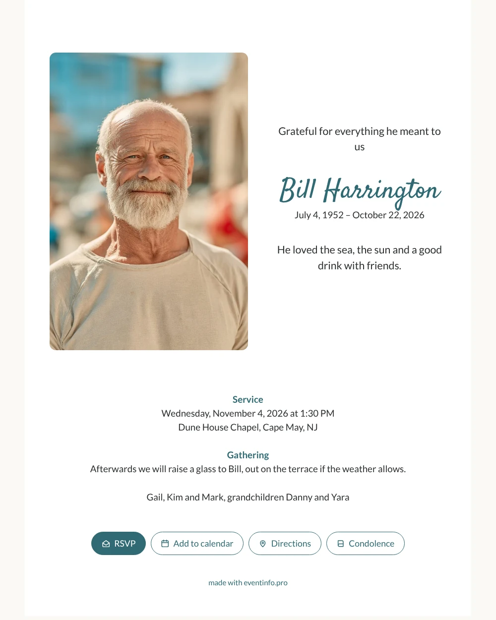 Make a summery funeral card with photo &ndash; example 1