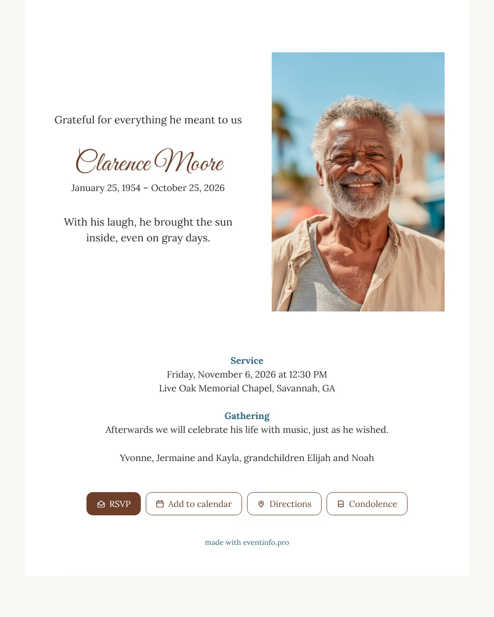 Create an elegant sky blue funeral card &ndash; example 1