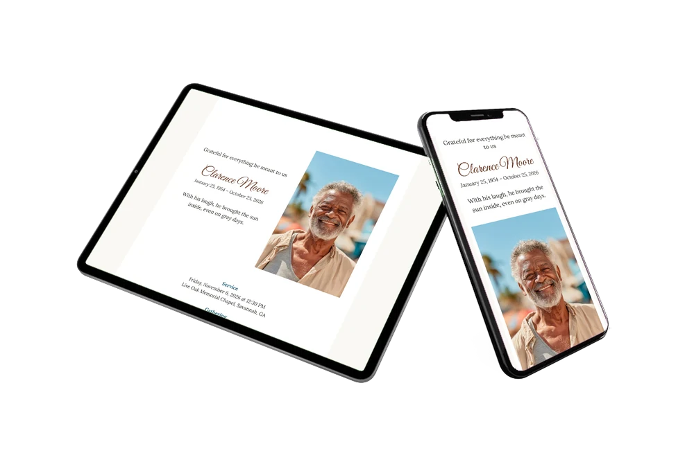 Create an elegant sky blue funeral card &ndash; example 2
