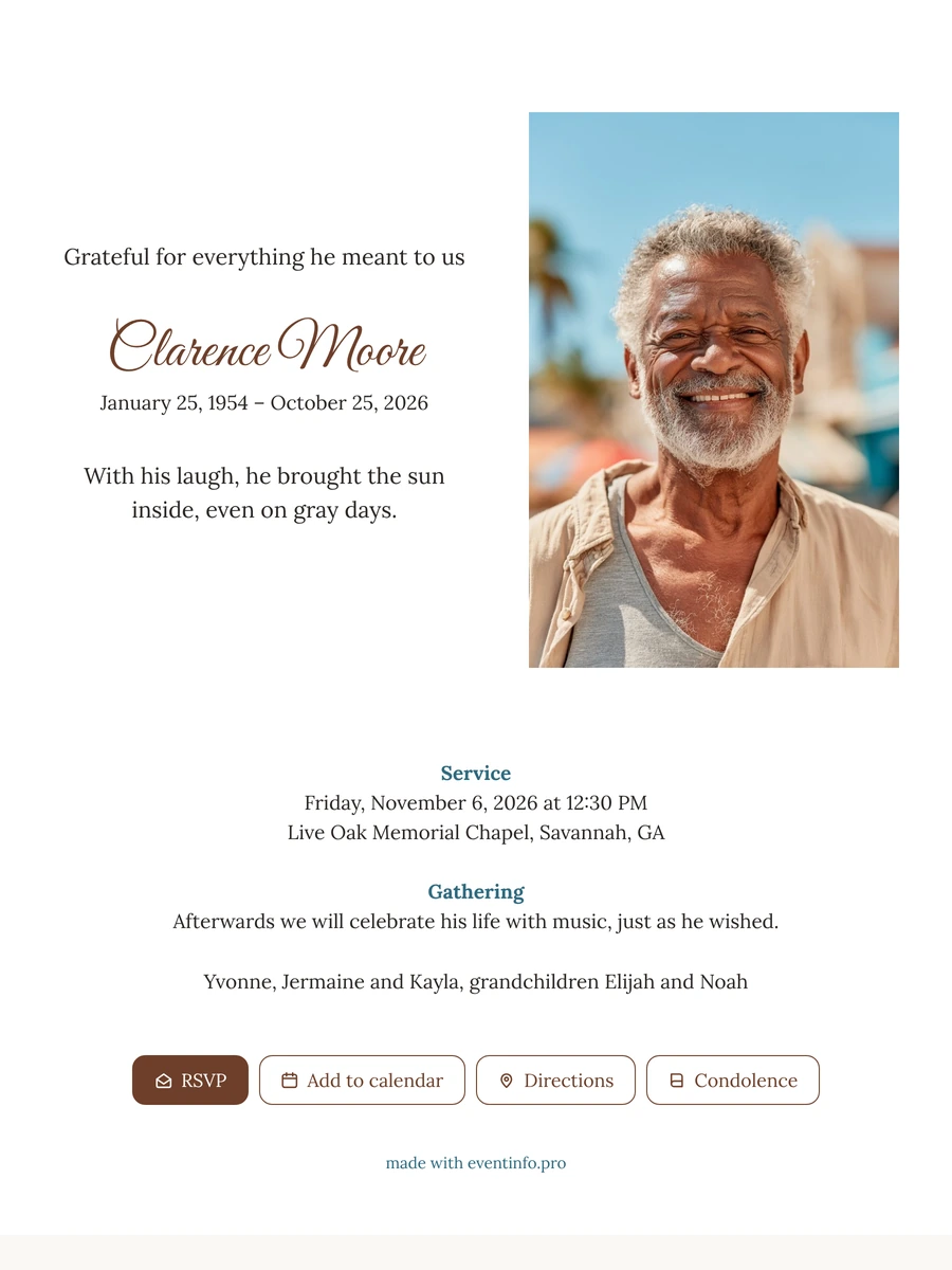 Create an elegant sky blue funeral card