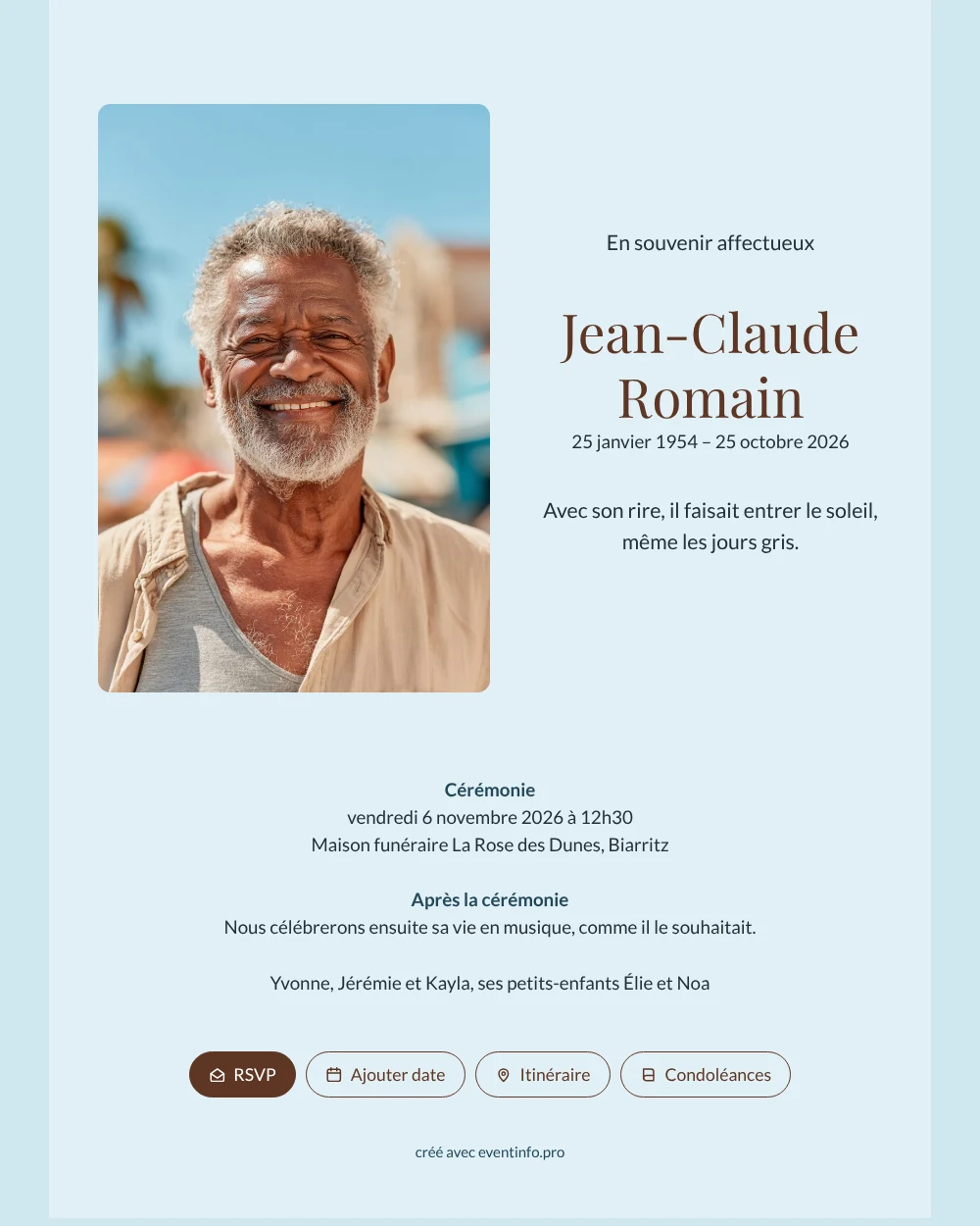 Créer un faire-part bleu ciel avec photo &ndash; exemple 1