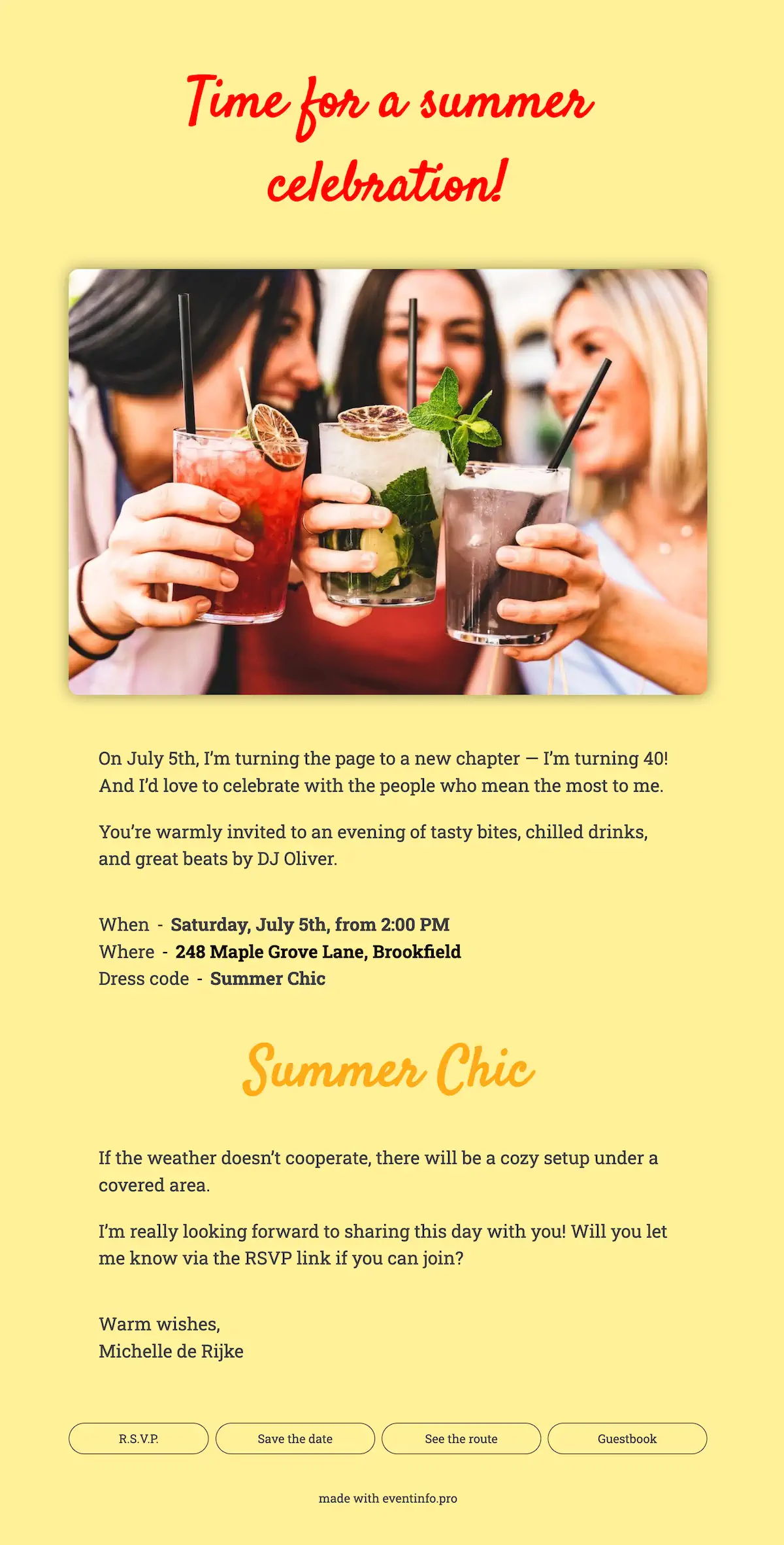 Bright online summer invite