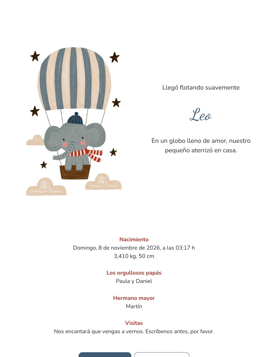 Enviar una tarjeta de nacimiento con globo