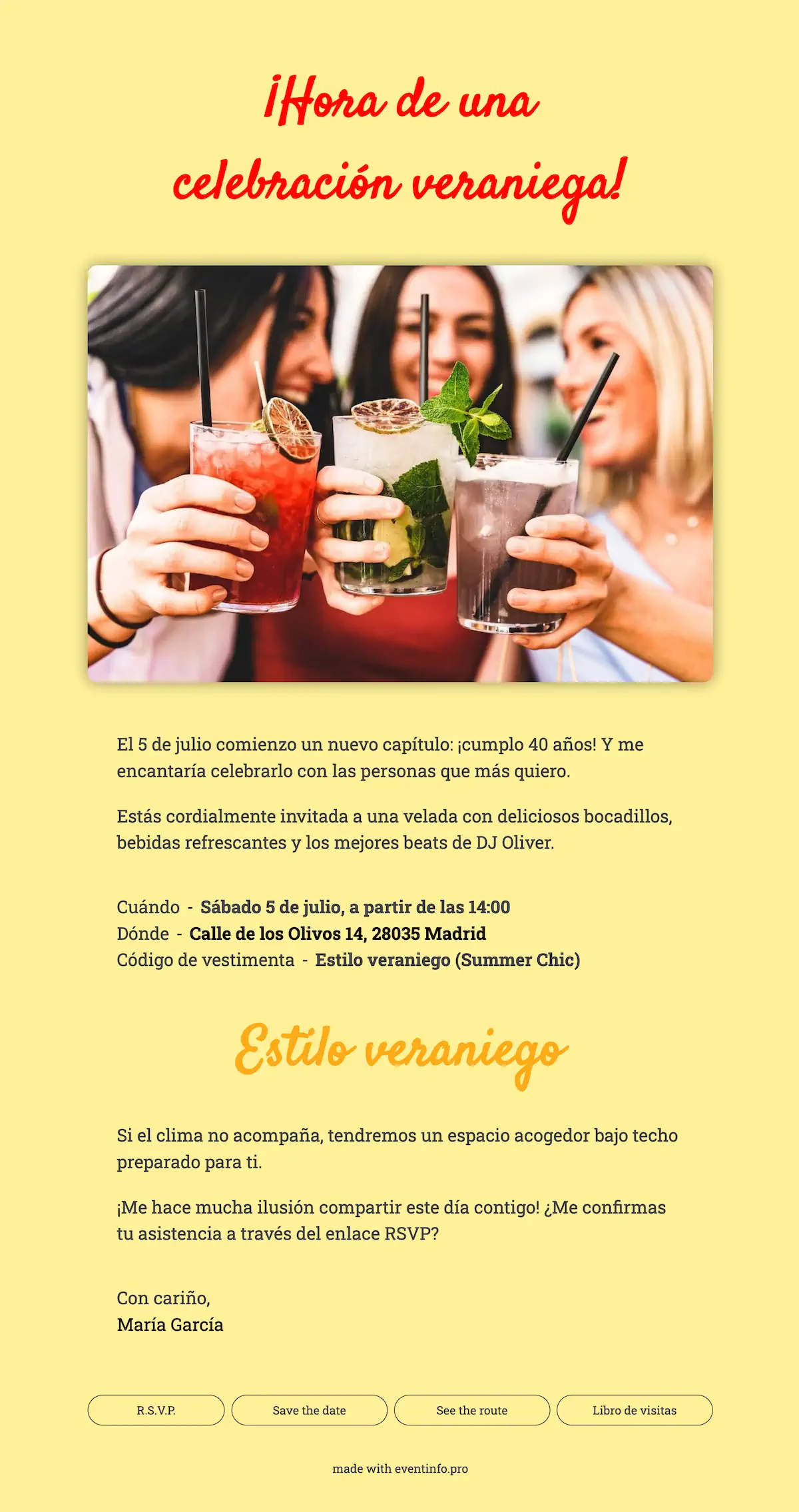 Invitación colorida y alegre