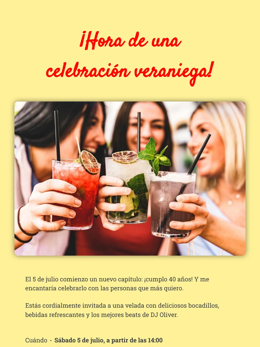 Invitaci&oacute;n digital luminosa para una fiesta de verano
