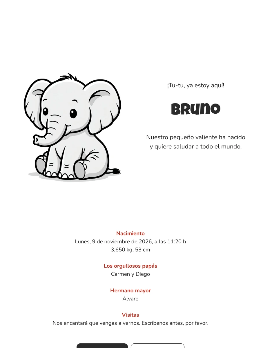 Elefante dibujado para un recién nacido