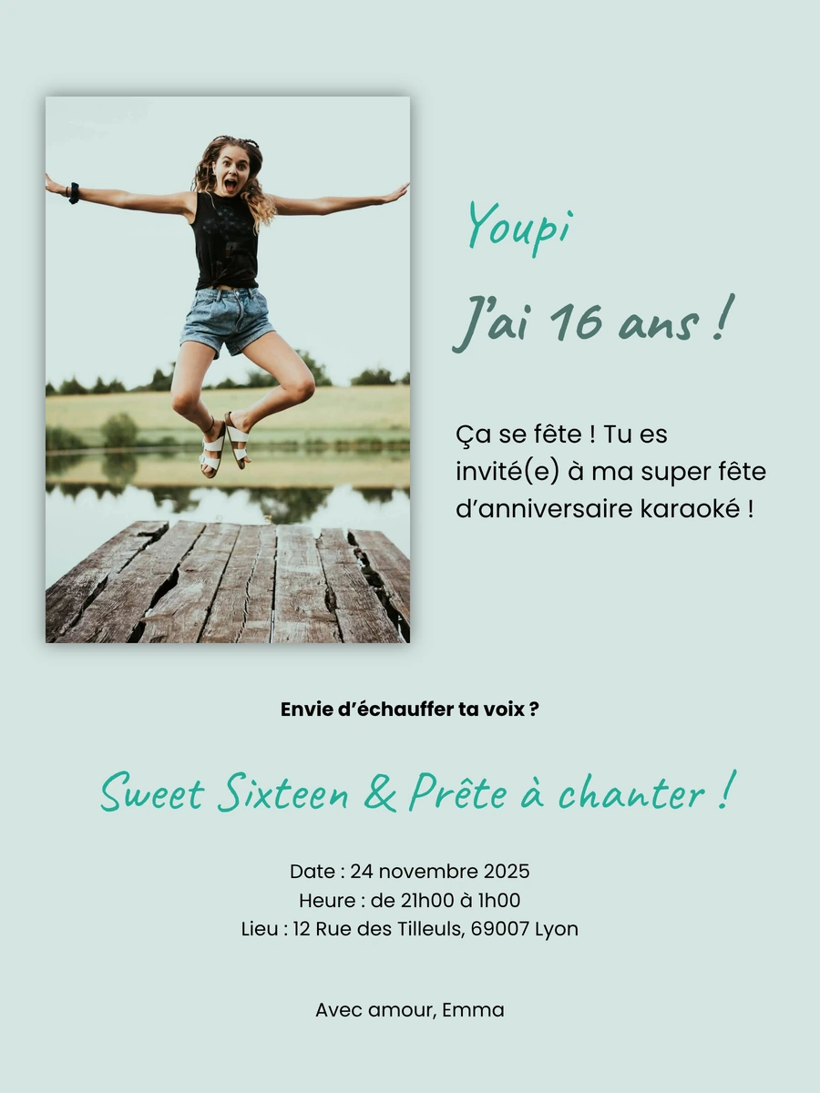 Invitation num&eacute;rique enjou&eacute;e pour un anniversaire