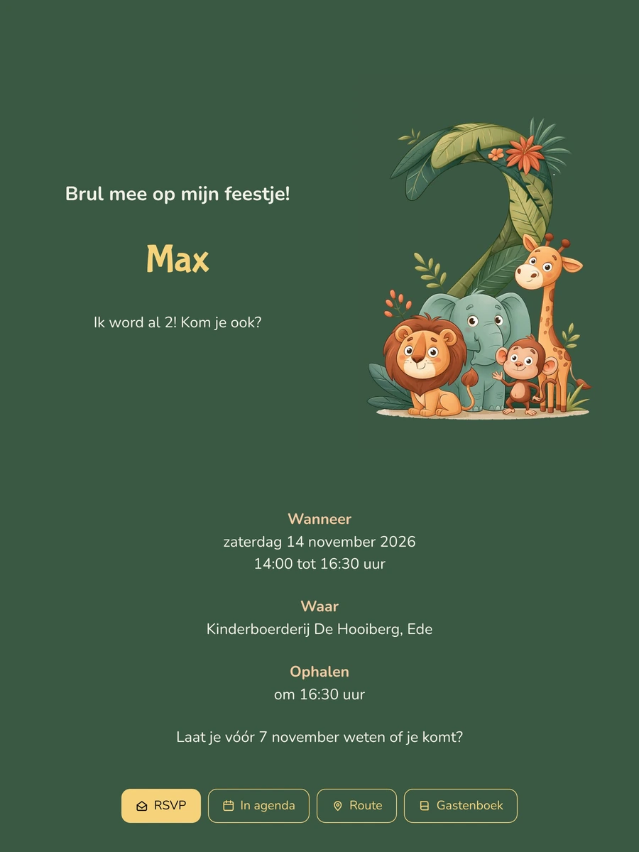 Gouden letters op diepgroene junglekaart
