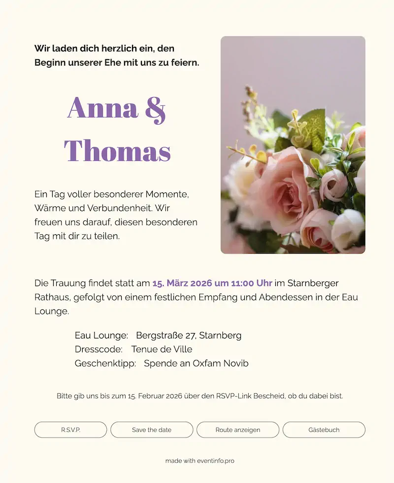 Stilvolle digitale Hochzeitseinladung