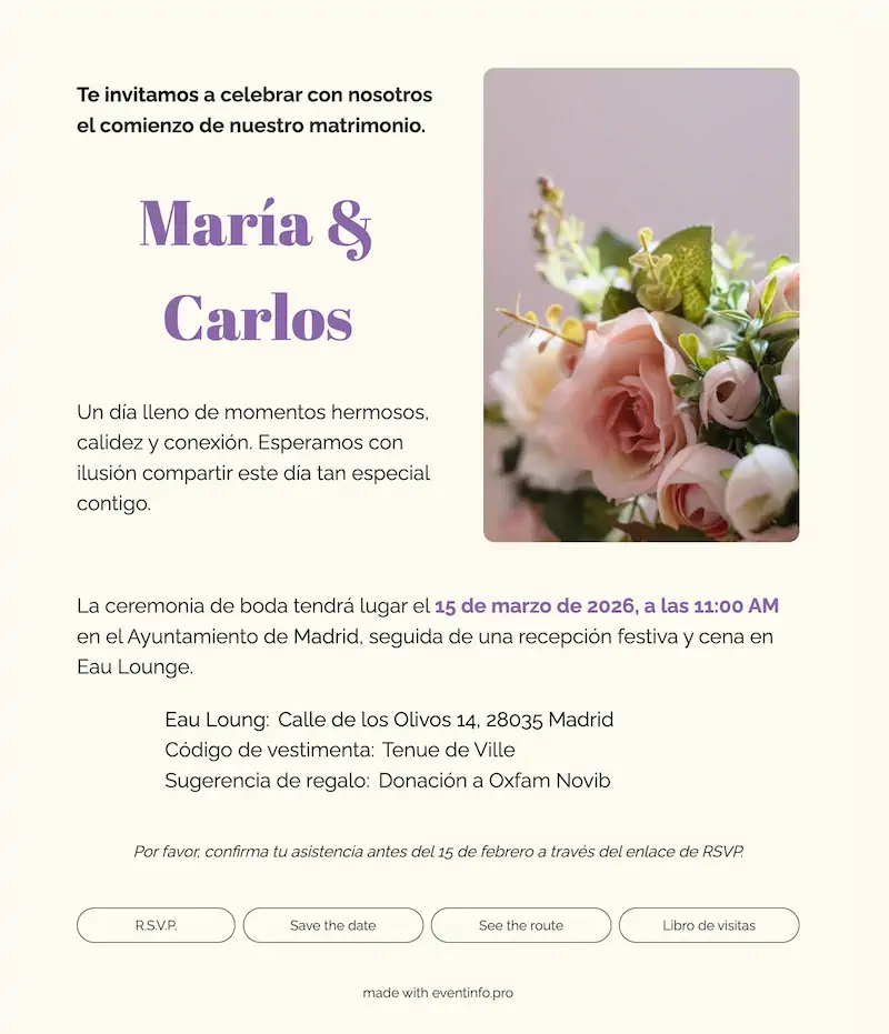 Invitación de boda equilibrado