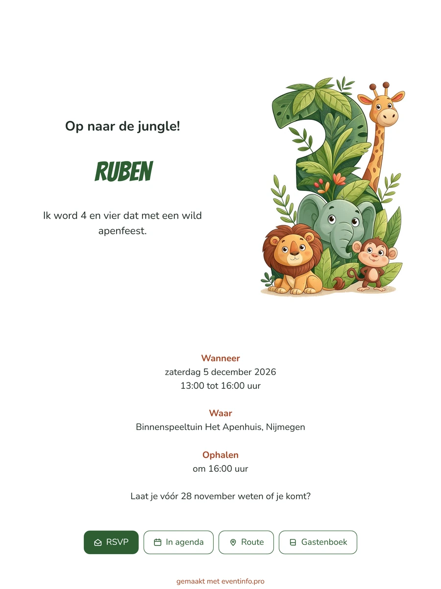 Maak een jungleuitnodiging met olifant en leeuw