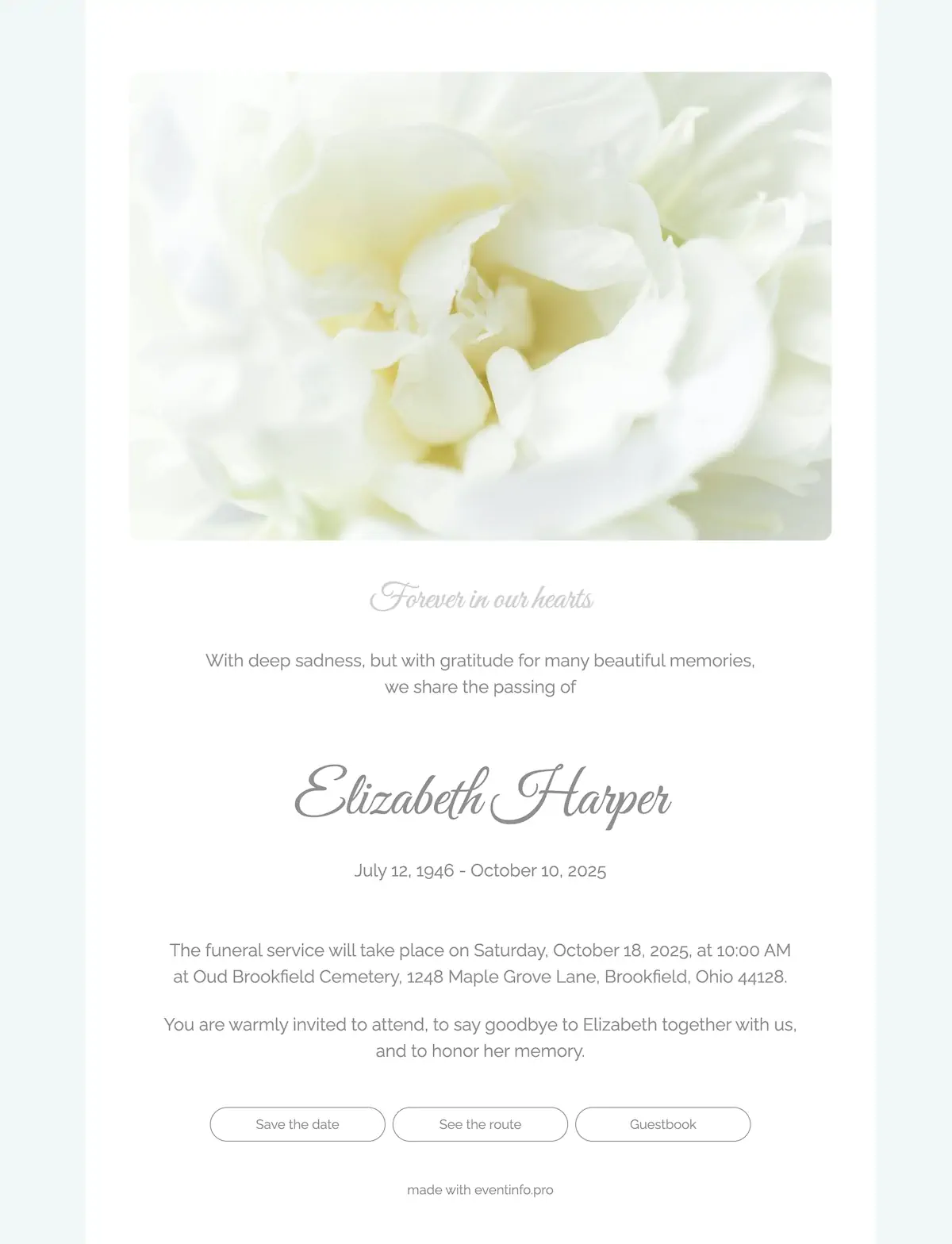 Elegant light funeral card