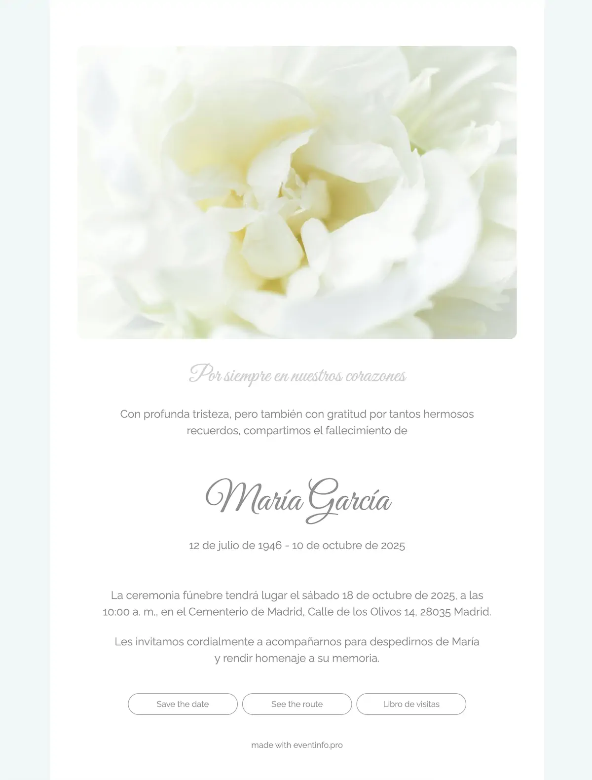 Tarjeta de condolencias clara