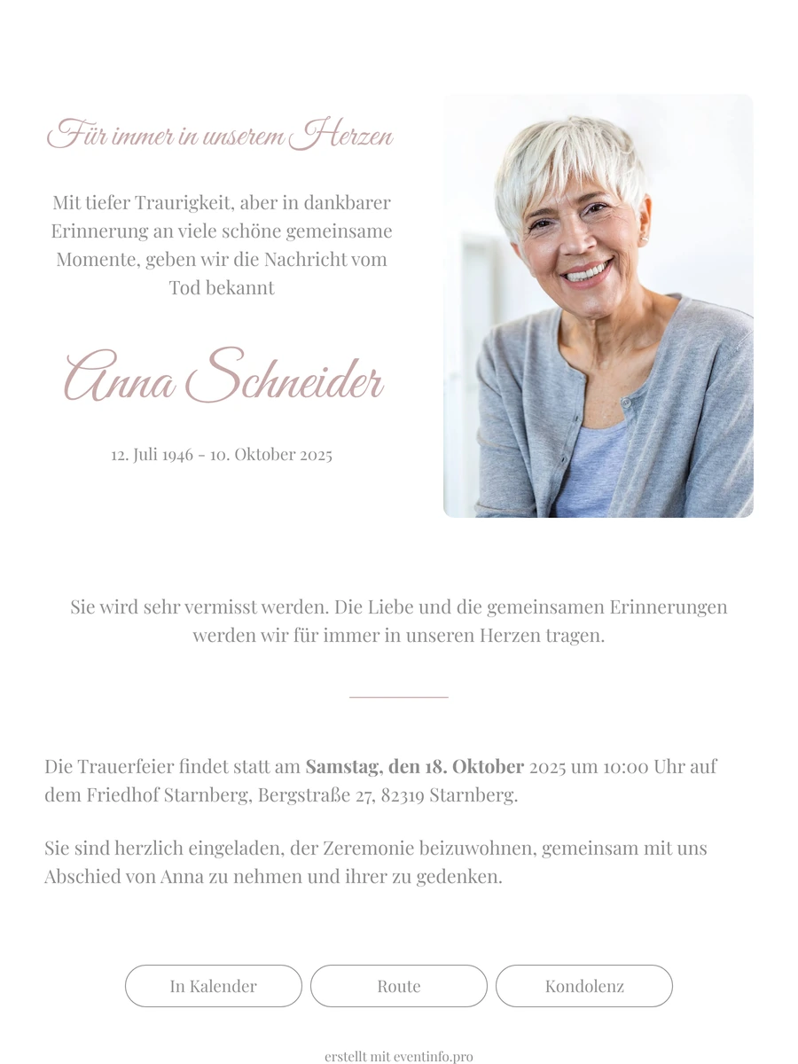 Sanfte digitale Trauerkarte mit handgeschriebenem Namen