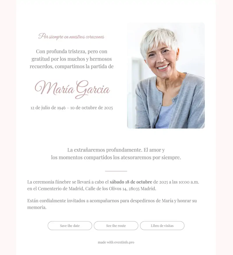 Tarjeta de condolencias elegante