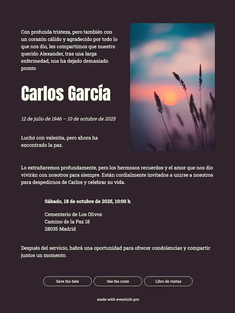 Tarjeta de condolencias moderna