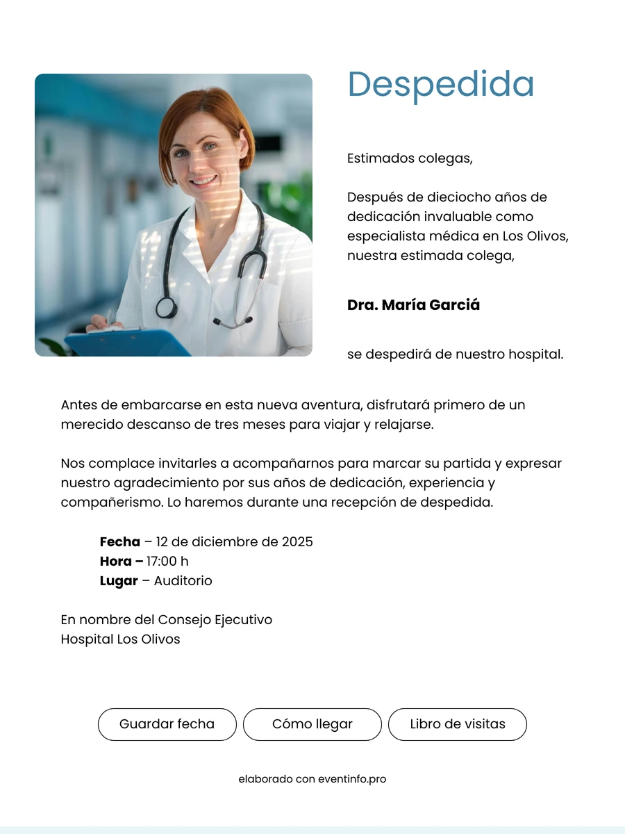 Invitación digital luminosa para una despedida laboral