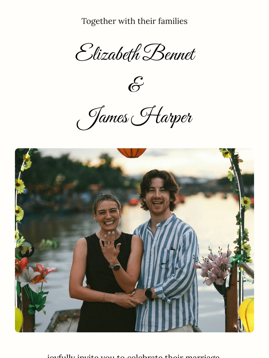 Elegant online wedding invitation for a formal ceremony