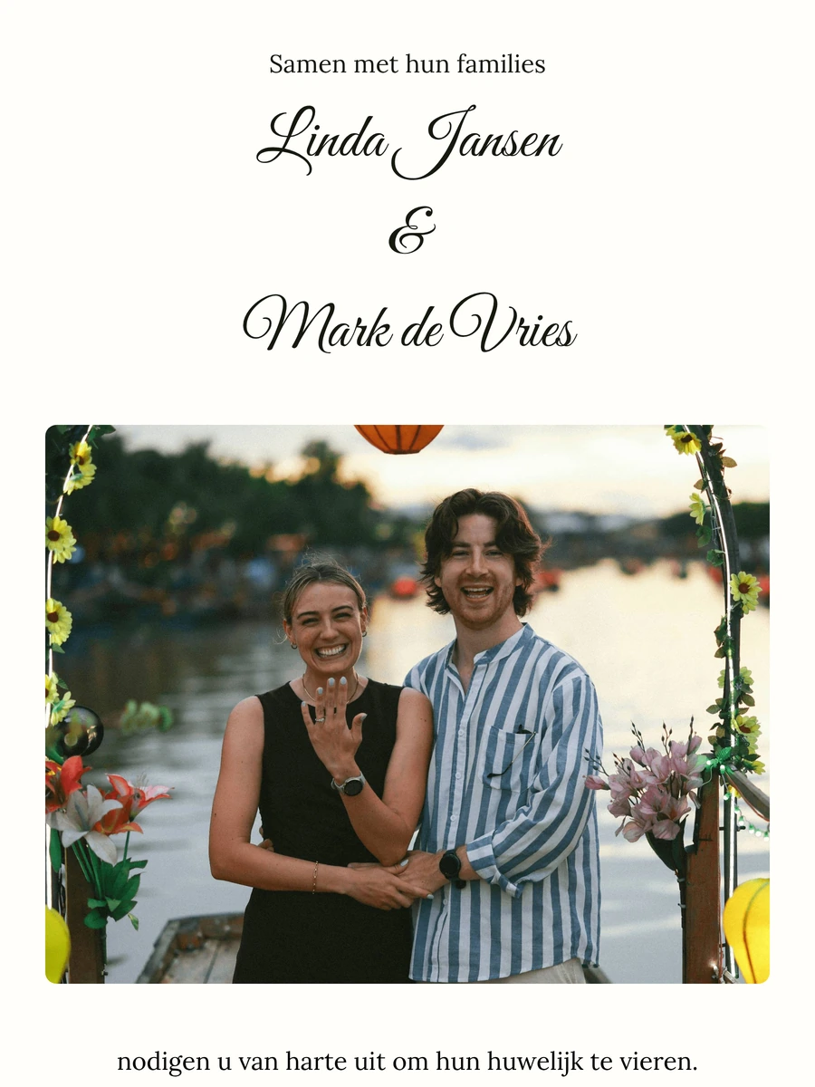 Elegante online trouwkaart voor een formele ceremonie