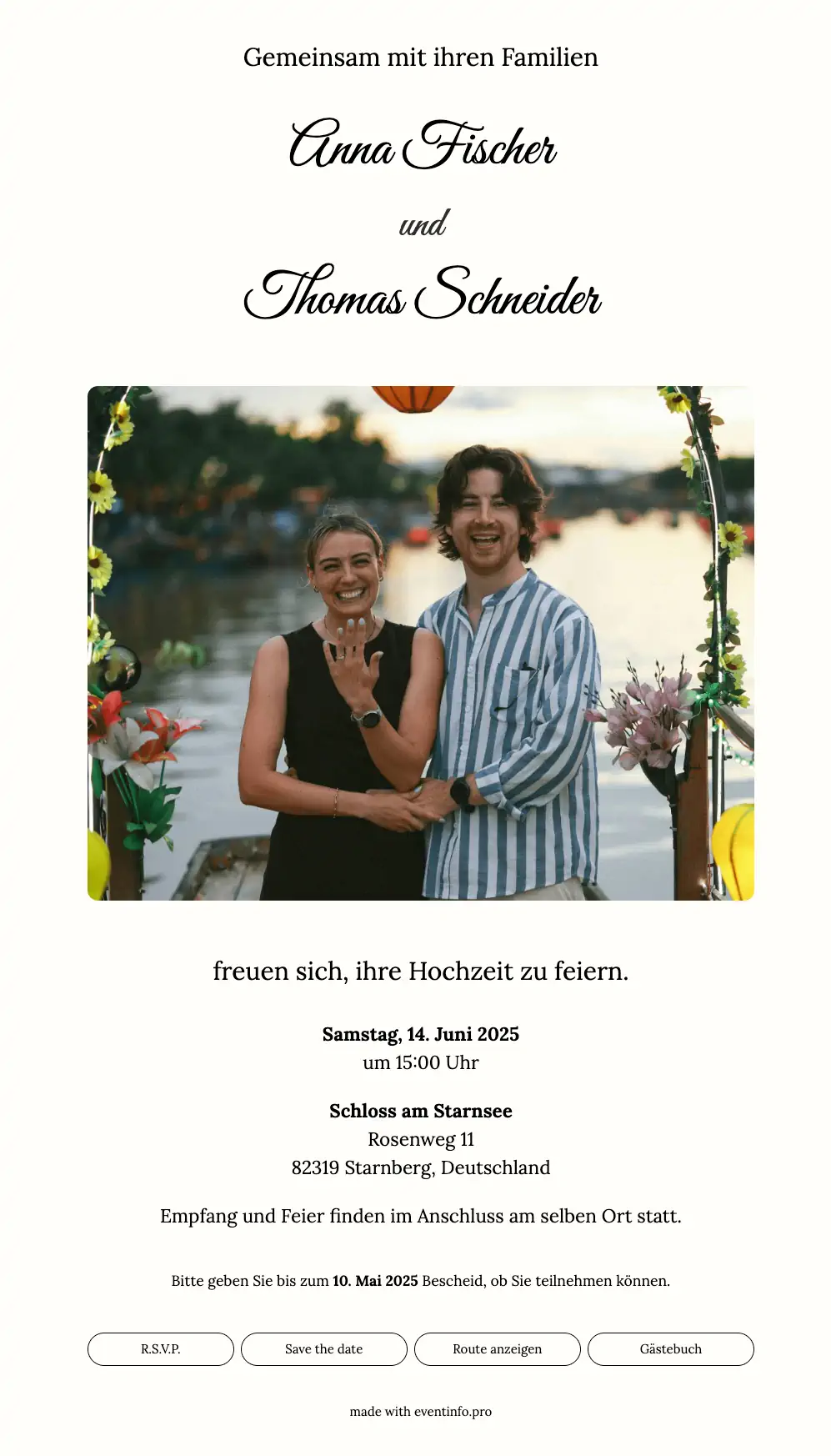 Elegante Online-Hochzeitseinladung
