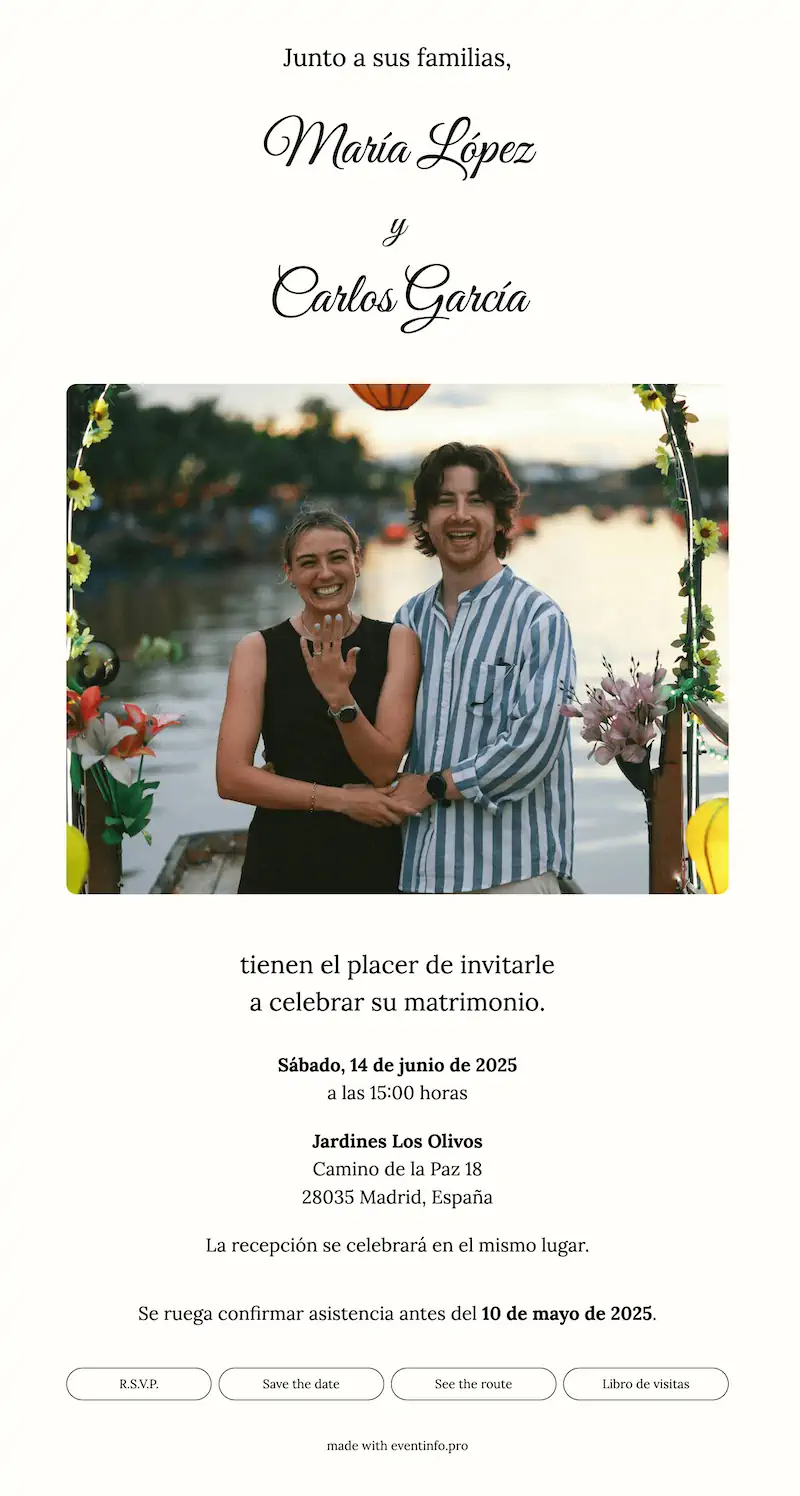 Invitación de boda elegante