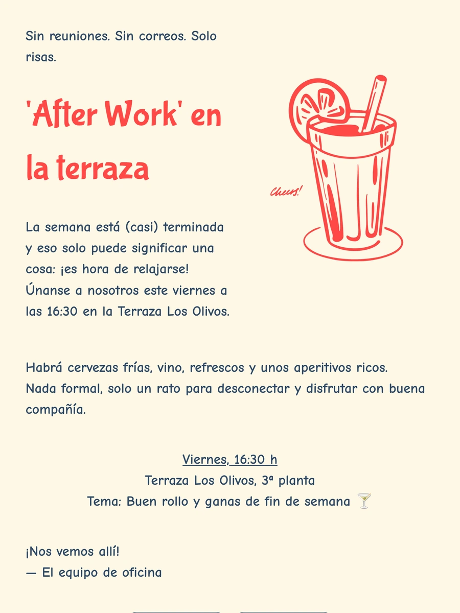Invitación digital divertida para un afterwork