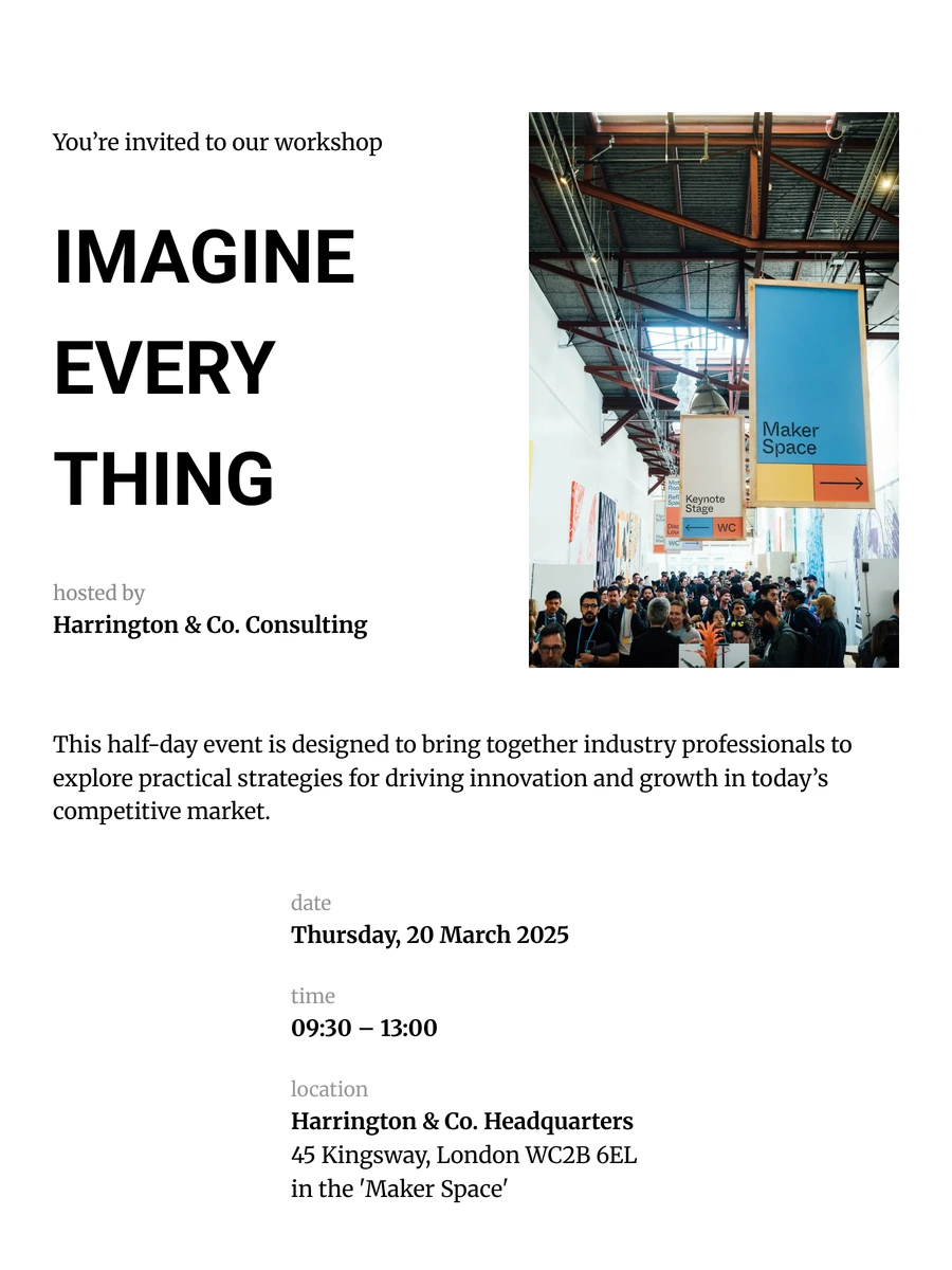 Bold online invitation for a company event