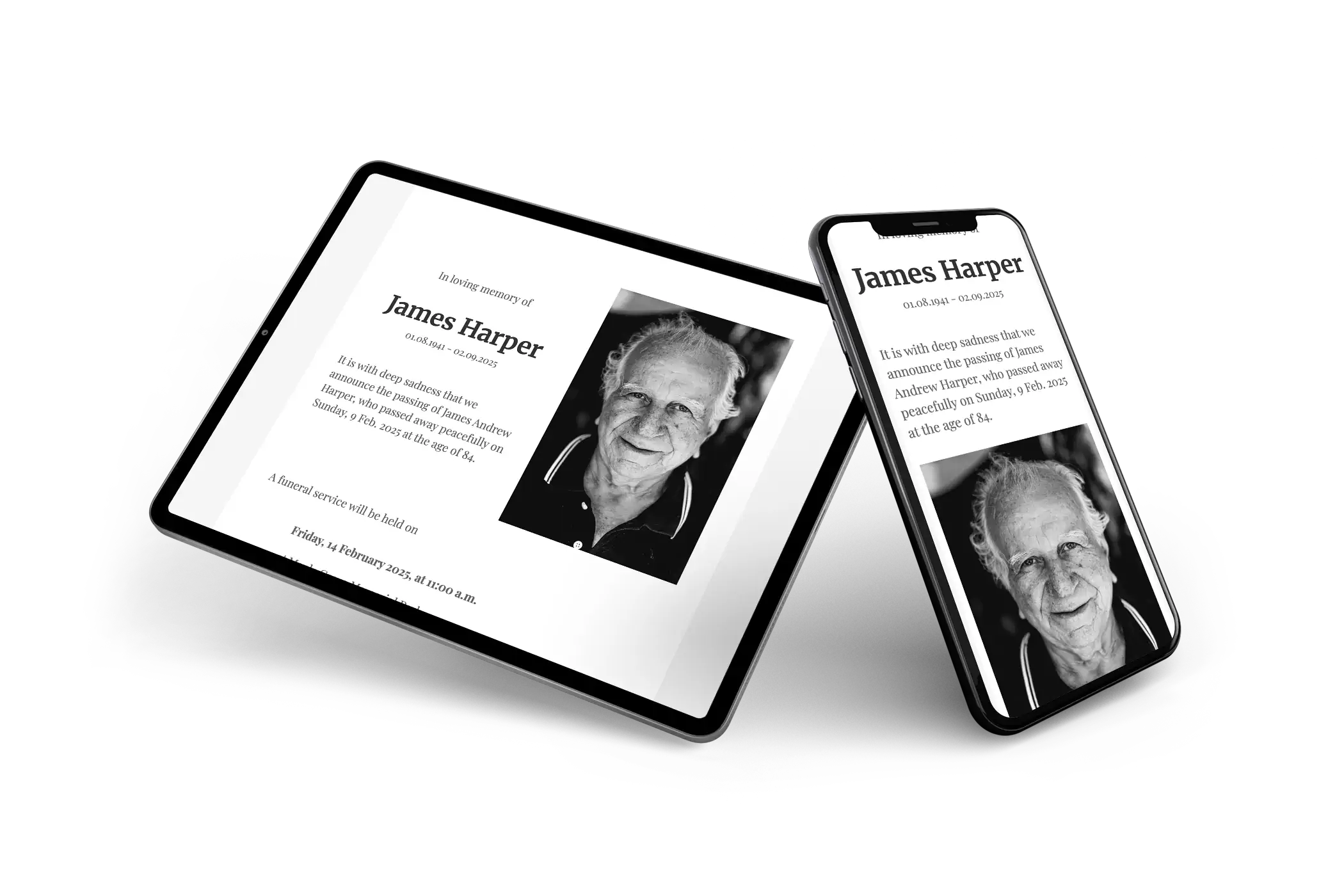 Black & white funeral card - Visual 2
