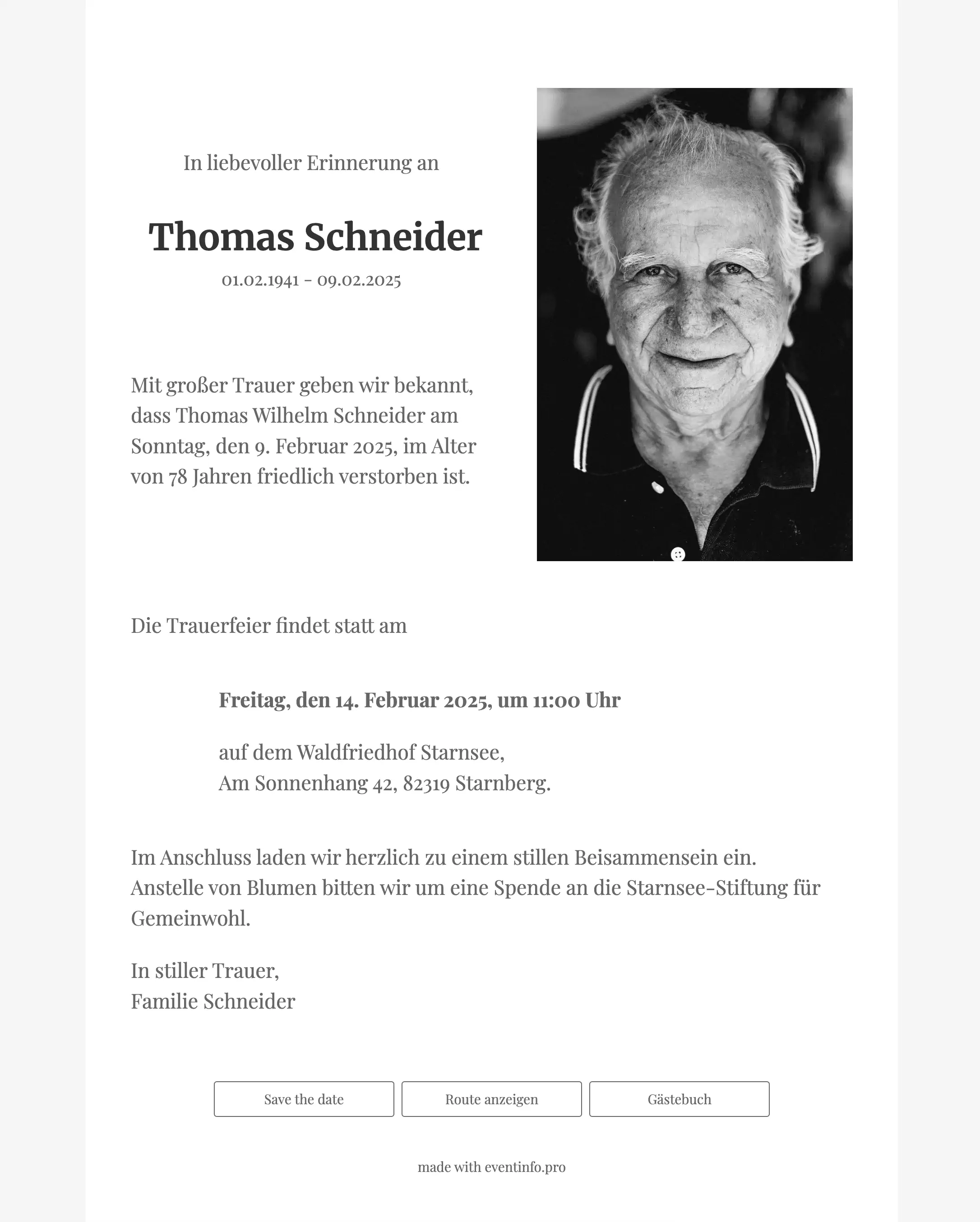 Schwarz-weiße digitale Trauerkarte