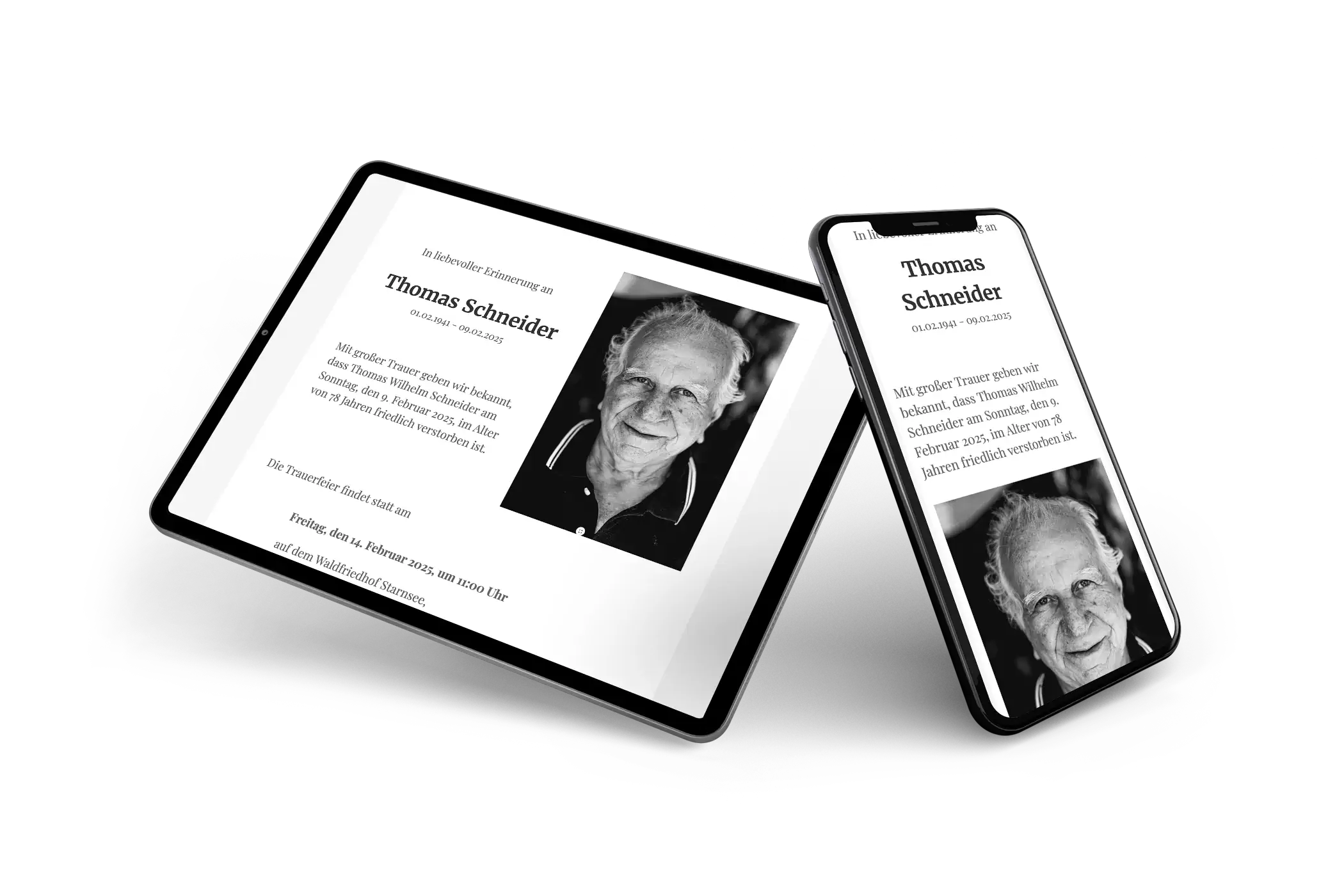 Schwarz-weiße digitale Trauerkarte - Visual 2