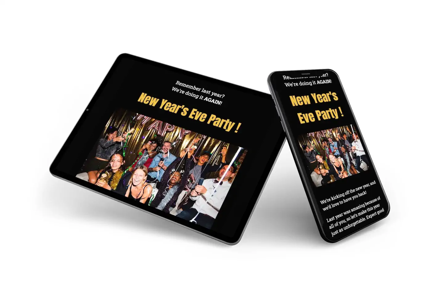 Gold & black New Year invite - Visual 2
