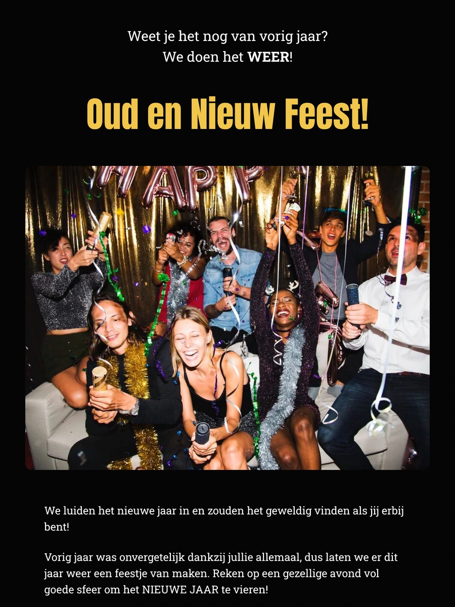 Chique online uitnodiging voor oud en nieuw