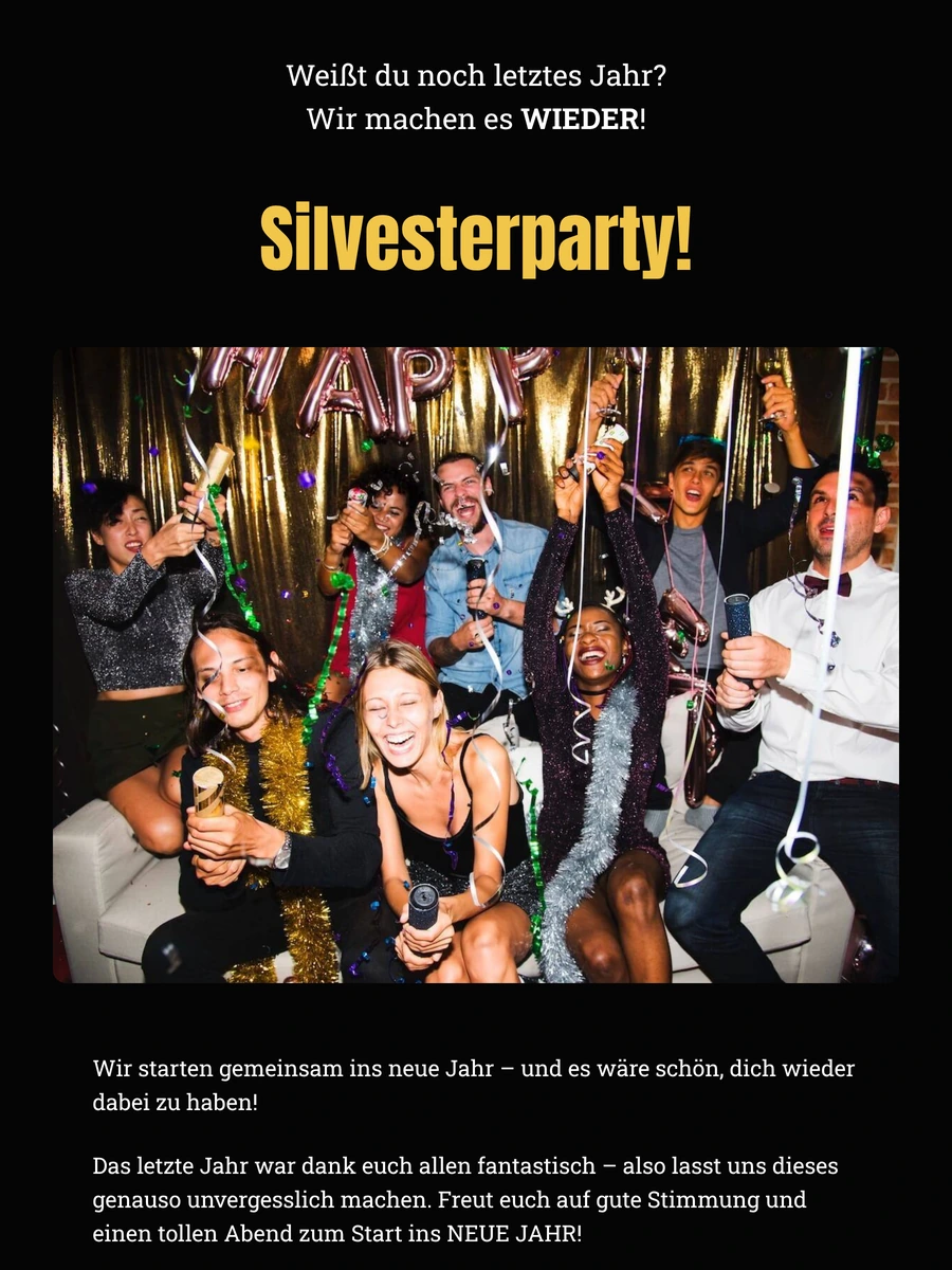 Elegante digitale Einladung f&uuml;r Silvester