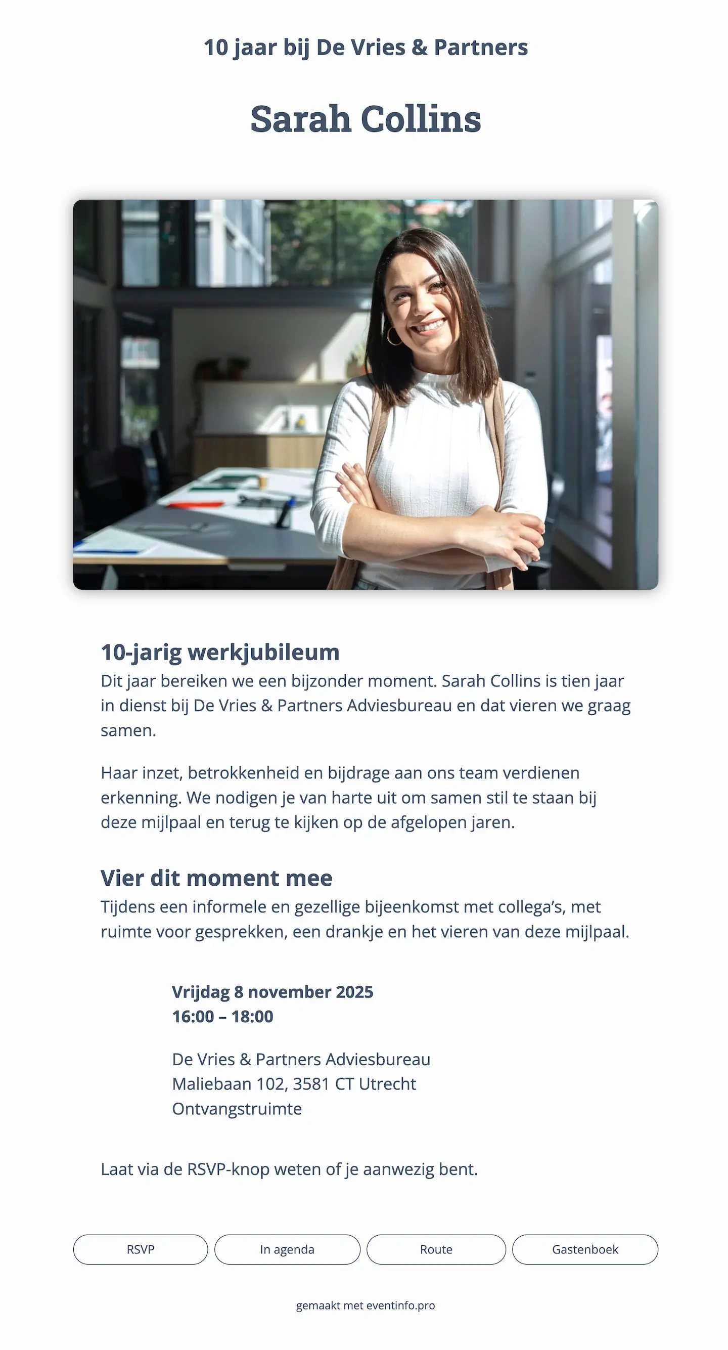 Uitnodiging voor werkjubileum