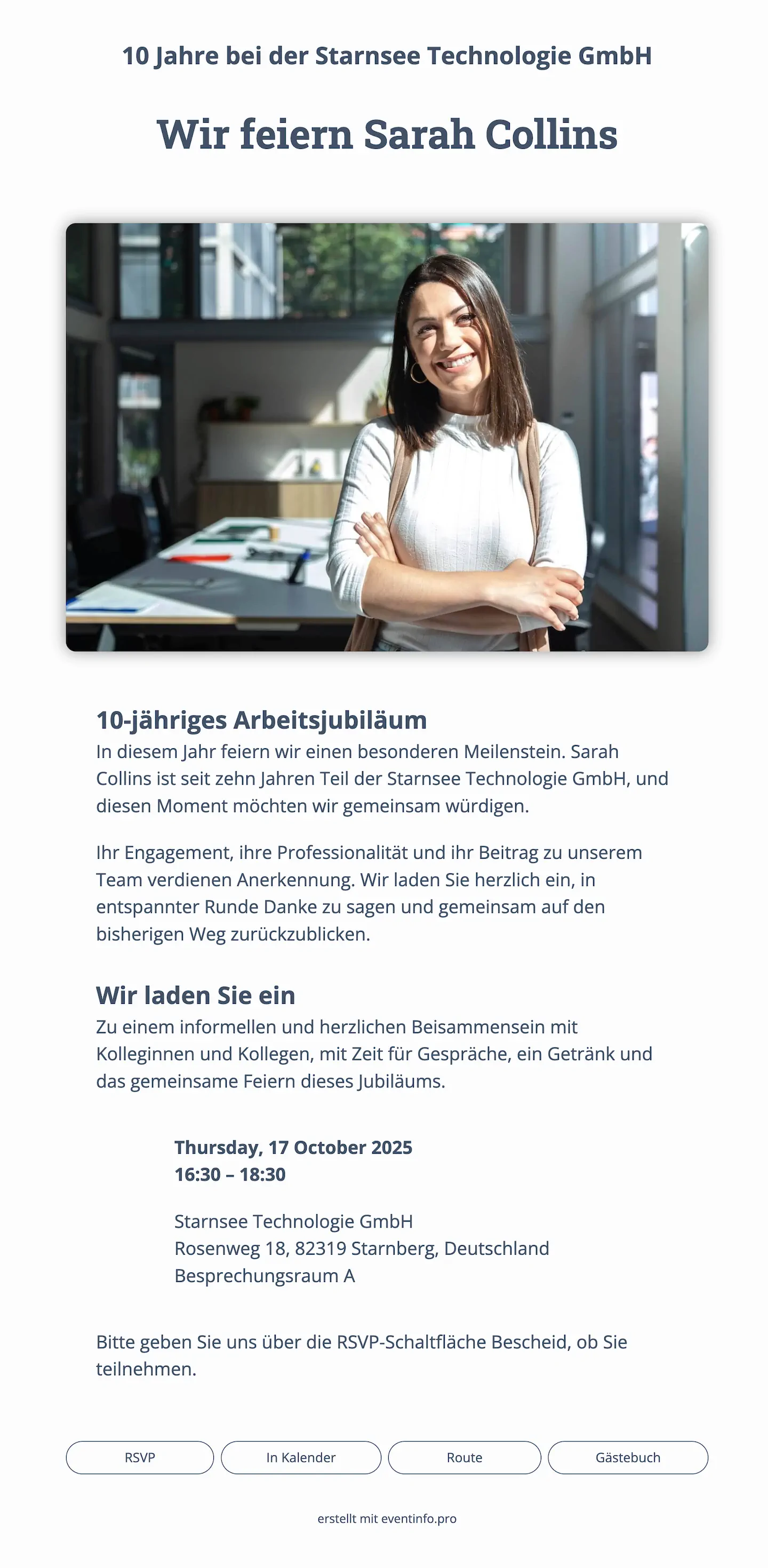 Einladung zum Arbeitsjubiläum
