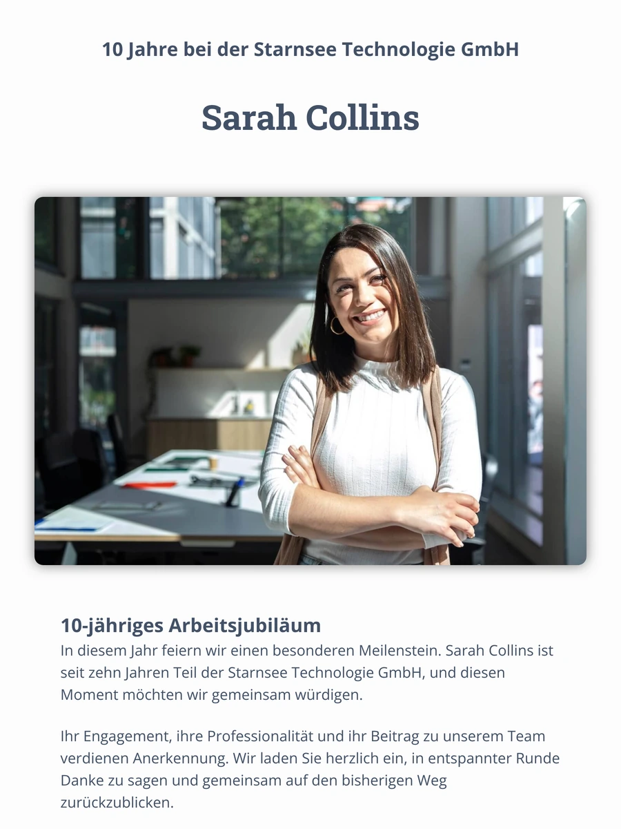 Professionelle digitale Einladung zum Dienstjubil&auml;um