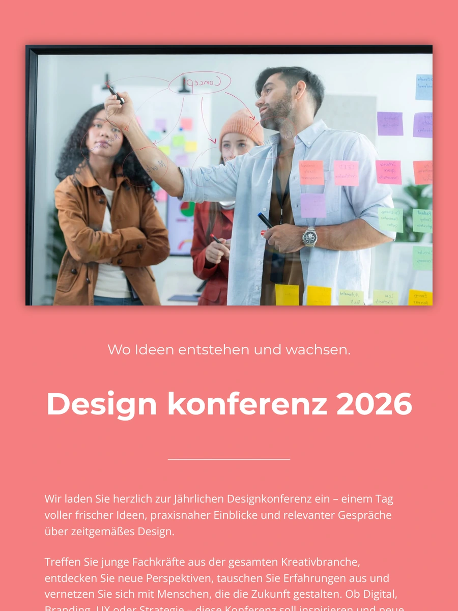 Korallfarbene digitale Einladung f&uuml;r eine Konferenz