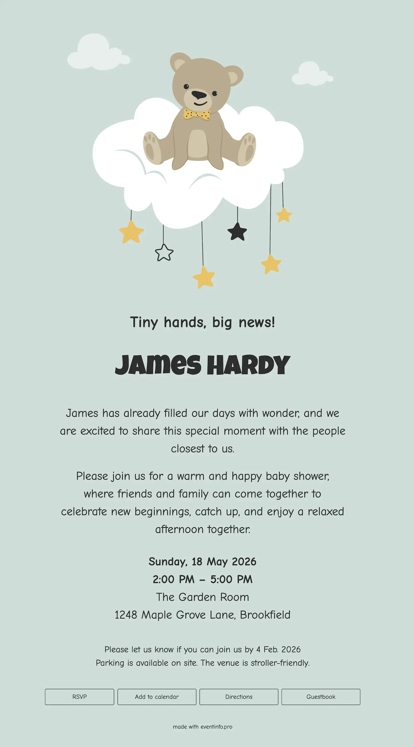 Gentle online birth card