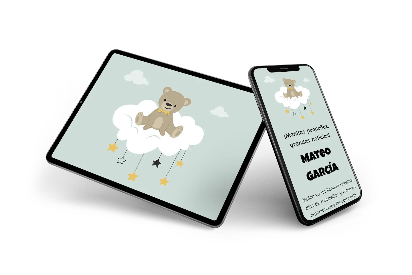 Tarjeta de nacimiento online suave - Visual 2