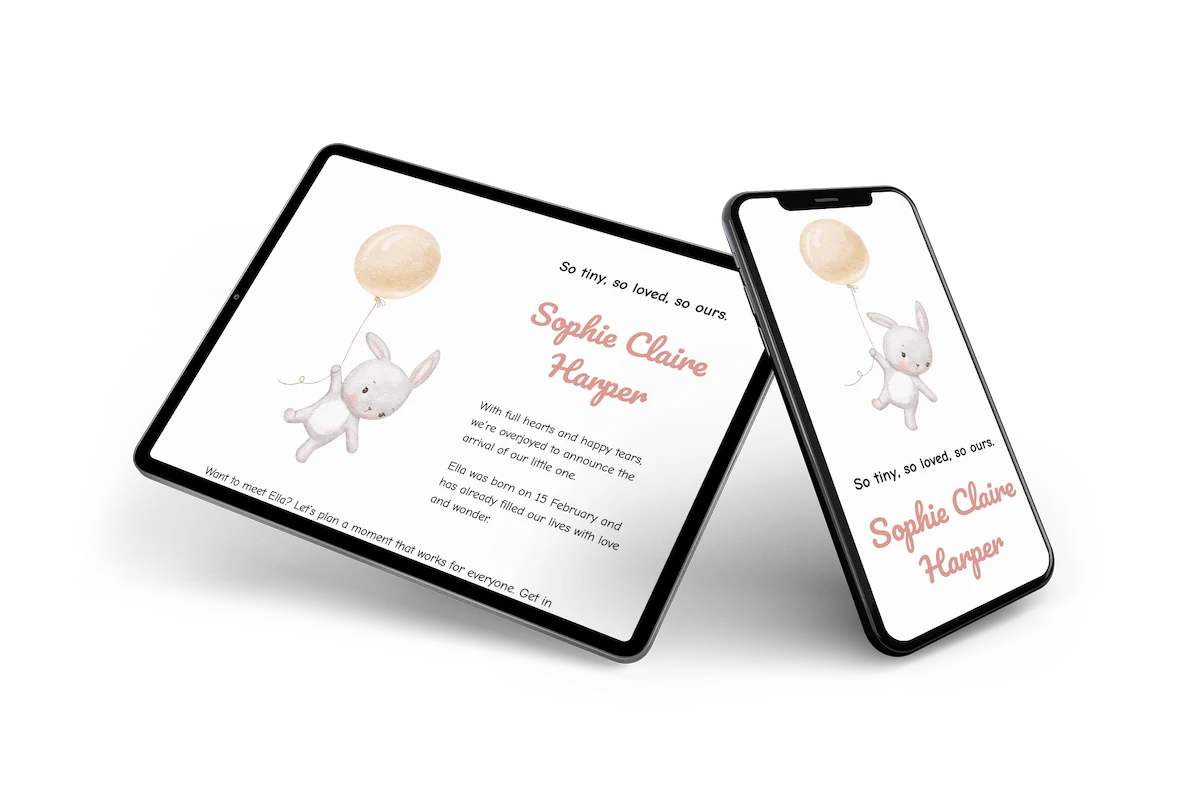Gentle birth card with Rabbit - Visual 2