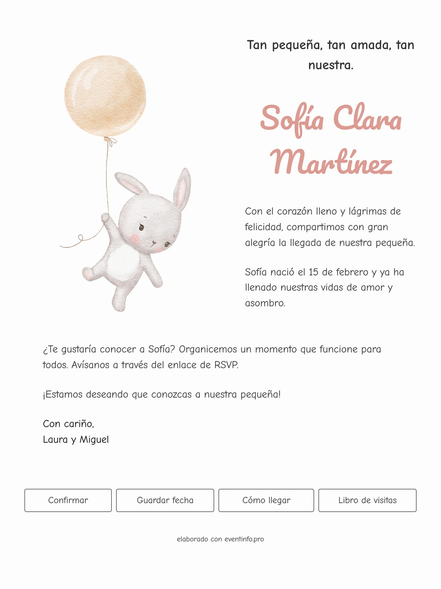 Tarjeta de nacimiento online en rojo suave