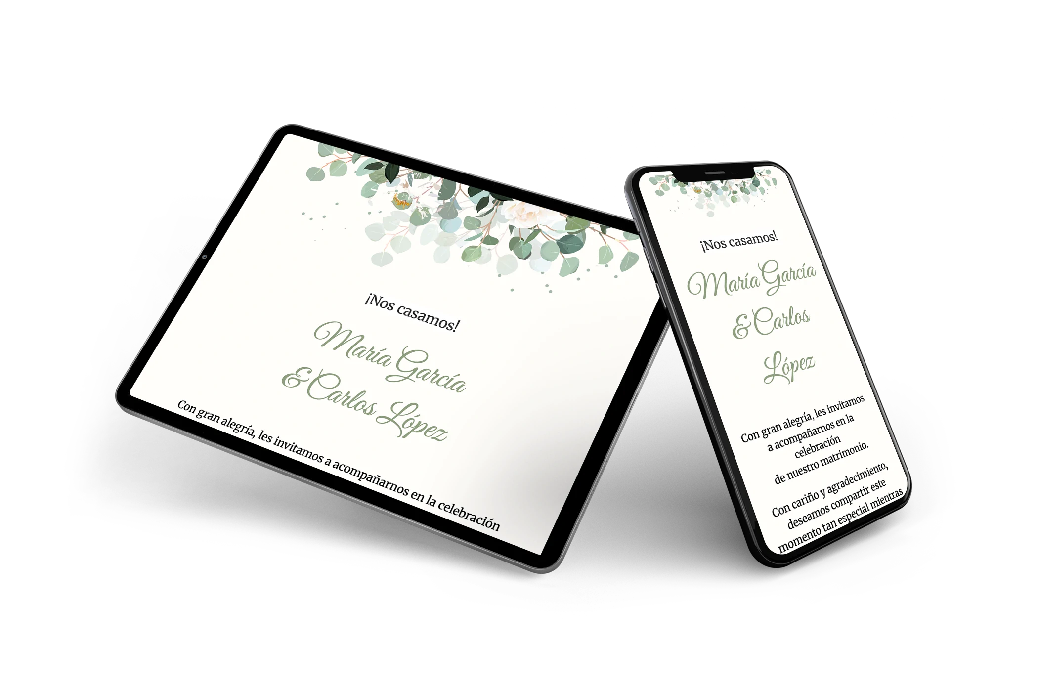 Invitación de boda verde suave - Visual 2