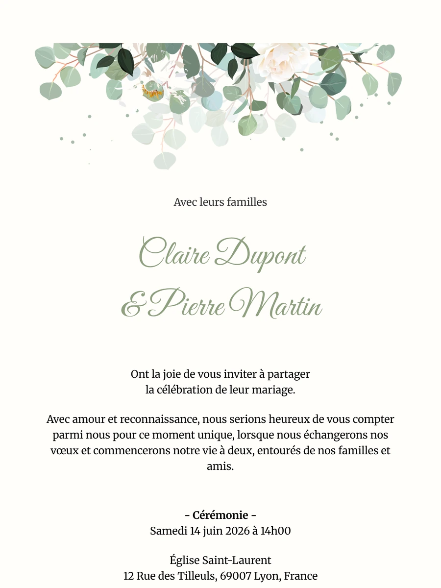 Faire-part de mariage en ligne pour un jardin