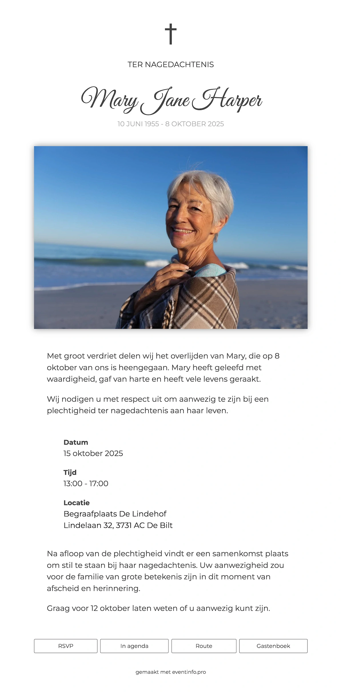 Elegante klassieke rouwkaart